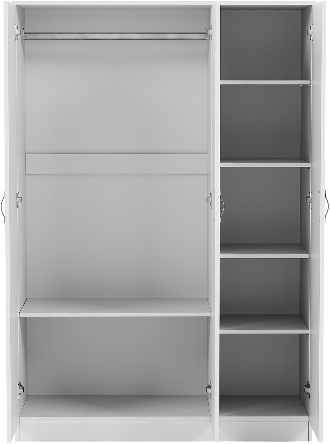 Riano 3 Door Wardrobe | White | Bedroom Furniture | 170H X 115.4W X 53D Cm | with Shelf & Hanging Rail | Large Capacity Storage