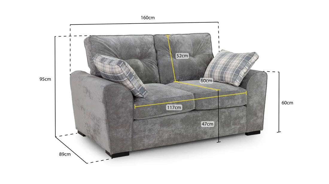 Maxwell 2 Seater Sofa Grey Cord