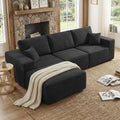 275 Cm Modular L-Shaped Sectional Sofa, 3/4 Seater Corner Sofa with Chaise Lounge, Boneless Cloud Couch, Modern Plush Corduroy Couch for Apartment & Living Room, No Assembly Required, Black