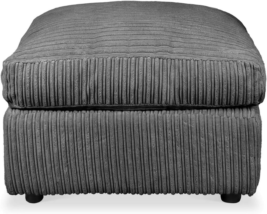 Large Size Amalfi Jumbo Cord Fabric Footstool Puoffee (Grey)