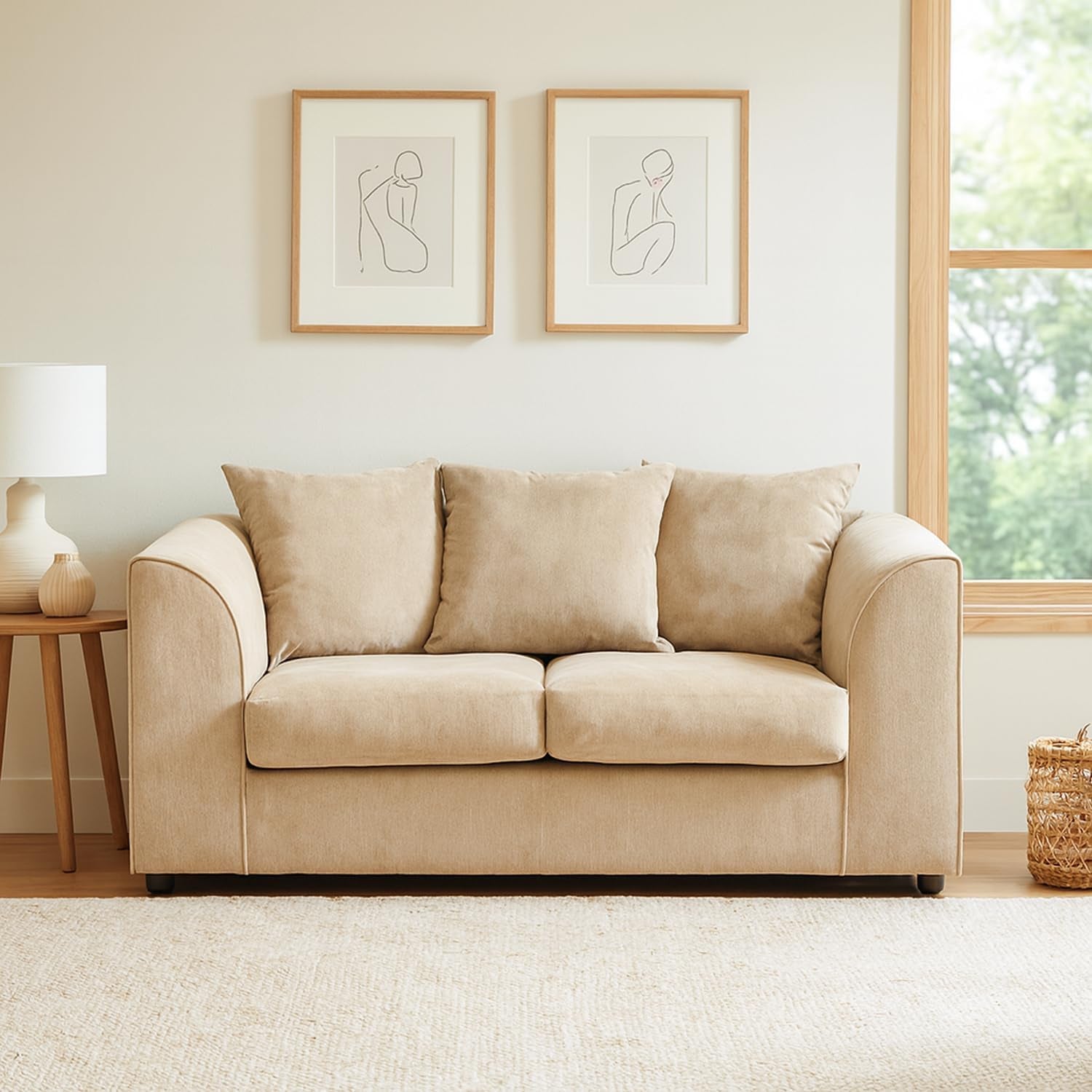 Casper Chenille Beige Fabric 2 Seater Sofa (Beige, 2 Seater Sofa)