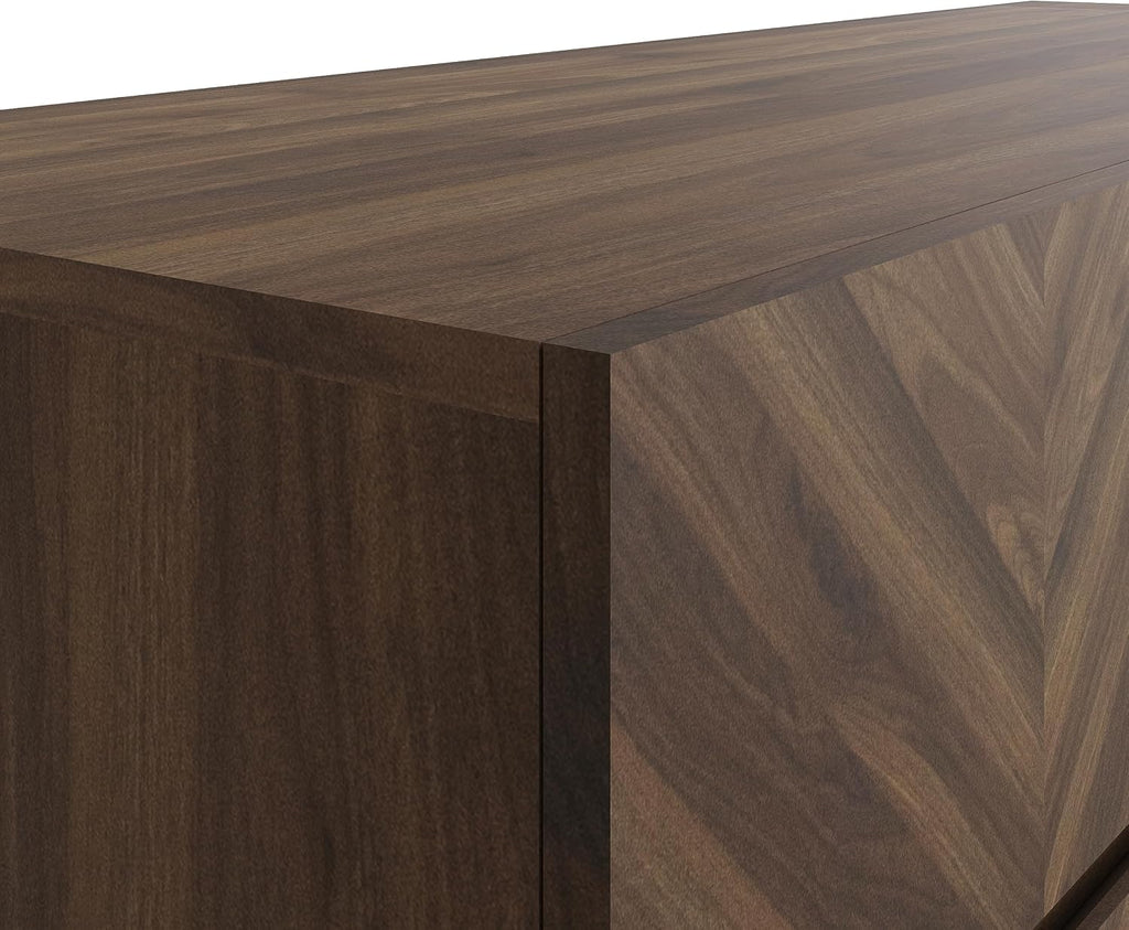 Catania Narrow Large Sideboard Cabinet Unit with 3 Storage Drawers & 3 Storage Cupboards, Walnut Furniture for Living Room, Dining Room, Hallway & Office, Royal Walnut D39.8 X H76 X W118.8Cm