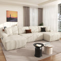 320Cm U Shaped Sofa Modular Convertible Boneless Couch | Comfort Sectional Sofa Couch, Modern Corduroy Deep Seat Couch, Convertible 4-Seater for Living Room (Beige)