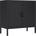 Metal Storage Cabinets with 2 Doors & 1 Adjustable Shelf, Floor Standing Sideboard Cupboard, Storage Cupboard for Home Office, Bedroom, Bathroom, Living Room, Black | Floor Standing Sideboard Cupboard 80X40X80Cm, Storage Cupboard for Home Office Bedroom Bathroom Living Room