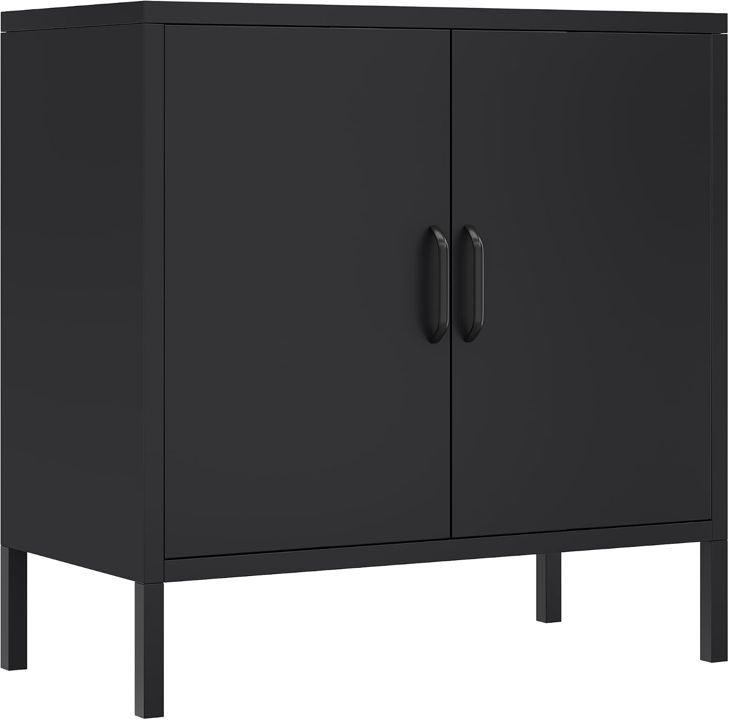Metal Storage Cabinets with 2 Doors & 1 Adjustable Shelf, Floor Standing Sideboard Cupboard, Storage Cupboard for Home Office, Bedroom, Bathroom, Living Room, Black | Floor Standing Sideboard Cupboard 80X40X80Cm, Storage Cupboard for Home Office Bedroom Bathroom Living Room