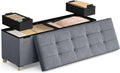 Storage Ottoman, 38 X 110 X 40 Cm, Folding Storage Bench with Lid, Footstool, Footrest, 112 L, Velvet Surface, for Bedroom, Hallway, Living Room, Slate Grey LSF0518G03