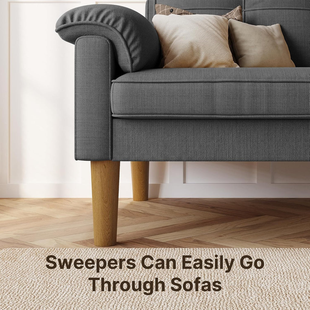 2-Seater Sofa, Small Couch 2-Seater with Armrest and Side Pocket, Modern Fabric Couch for Living Room, Home, Office, Easy Assembly, 145 X 77 X 77 Cm