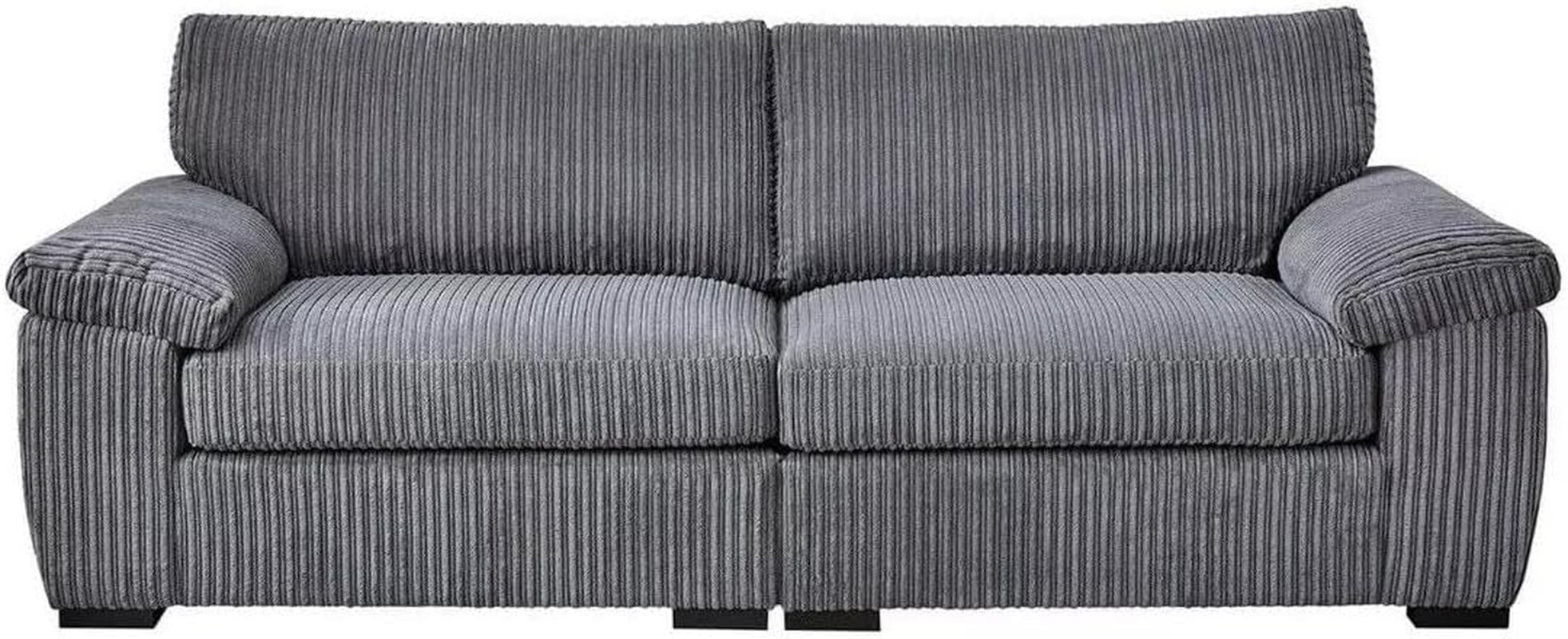Jumbo Cord Sectional 3 Seater Sofa – Plush Support & Soft Cord Fabric | Space-Saving Split Design, Comfortable Sofa for Modern Living Rooms (Grey, 3 Seater)