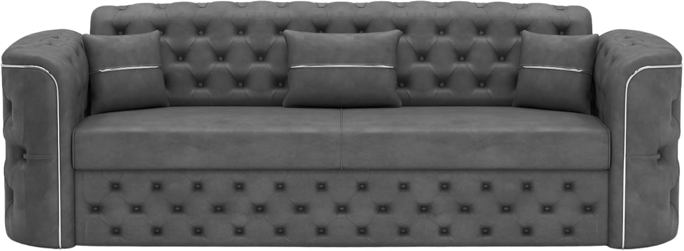 GLAMORA 3 Seater Sofa - Pull Out Convertible Bed with Internal Metal Support Legs & Cushion Set | Soft Plush Suede Couch for Living Room (Gray)