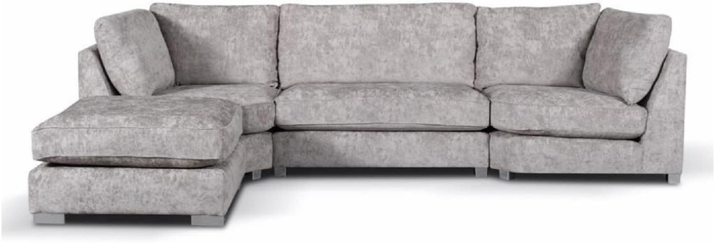 Alaska Truffle L or U Shaped Corner Sofa | Large Footstools | Warranty Included | Chenille Fabric | L Shape U Shape (Scatterback), Grey