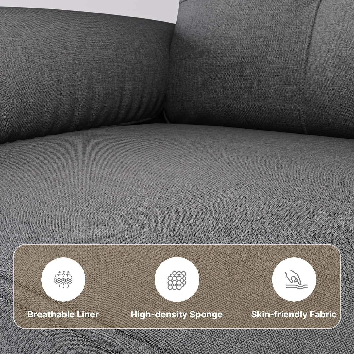 2-Seater Sofa, Small Couch 2-Seater with Armrest and Side Pocket, Modern Fabric Couch for Living Room, Home, Office, Easy Assembly, 145 X 77 X 77 Cm