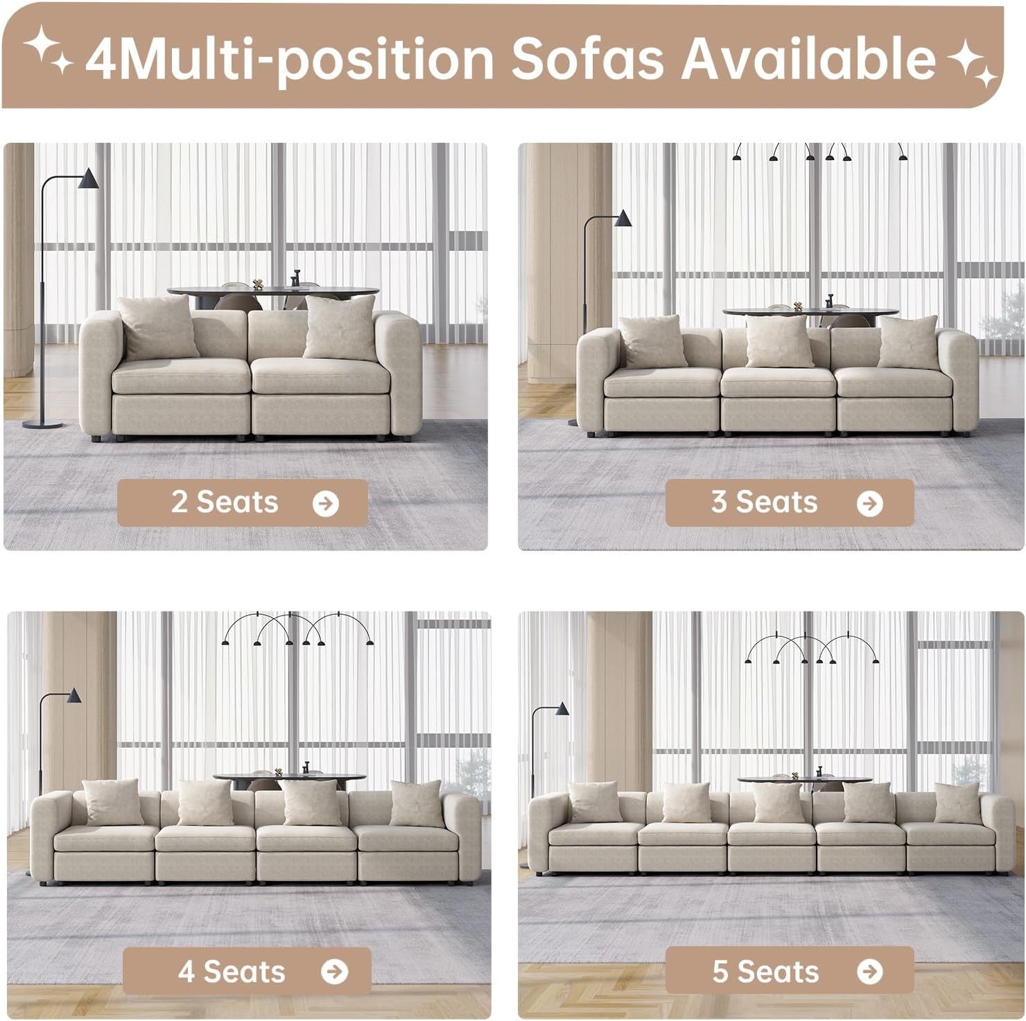 Love Seaters Extra Large Sectional Sofa for Living Room,2 Seaters for Small Apartment.,Convertible Leisure Couch,Deep Couches for Lounge,Modular Family Couches