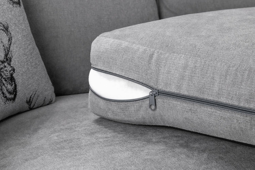 2 Seater Sofa Black Foam-Filled Cushions & Soft Fabric