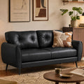 2 Seater PU Leather Loveseat Sofa for Small Spaces Black | Compact Modern Design Sofa for Livingroom Bedroom Home Office Stylish PU Leather Two-Seater Sofa Couch with Sturdy Frame