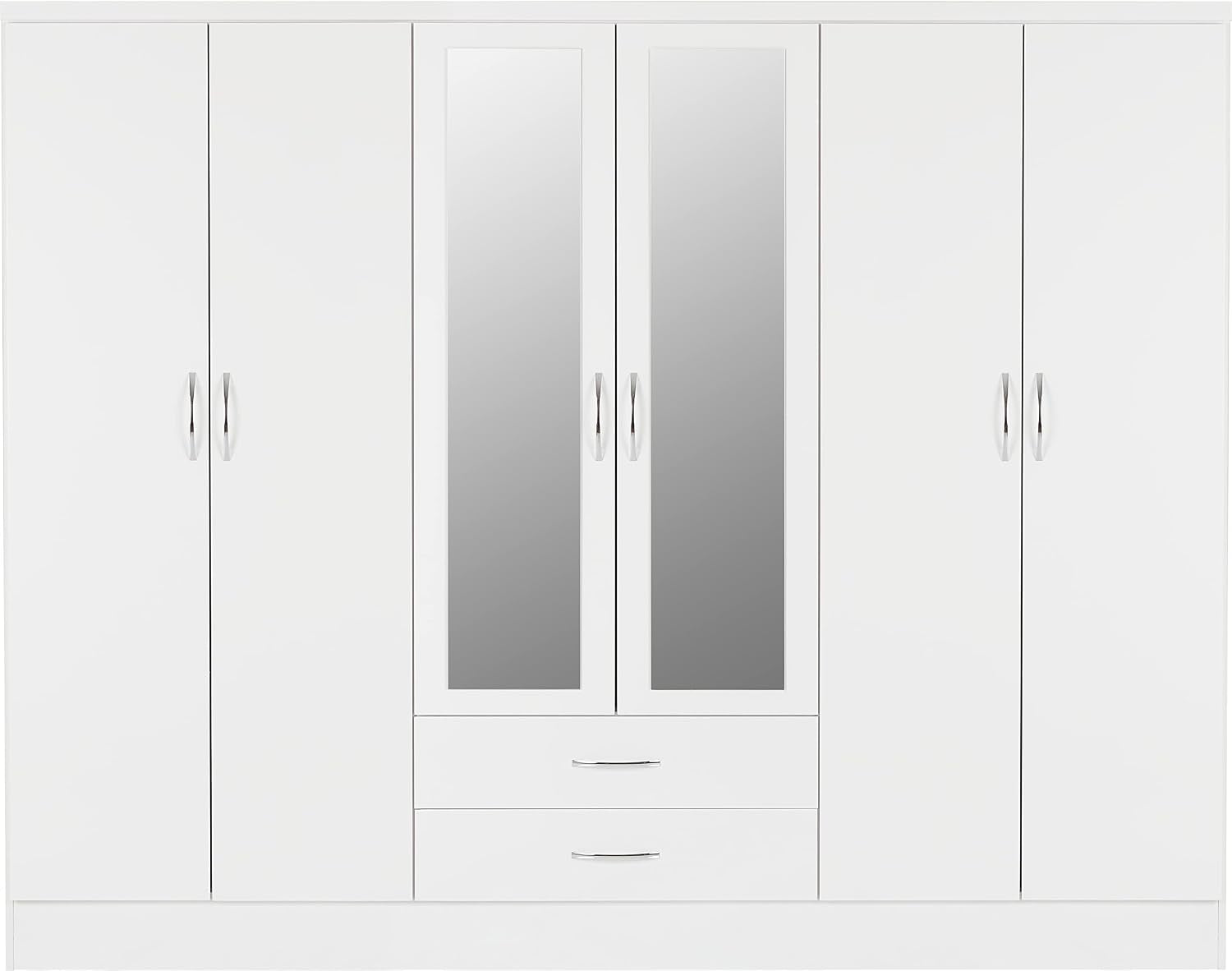 Nevada 6 Door 2 Drawer Wardrobe in White Gloss