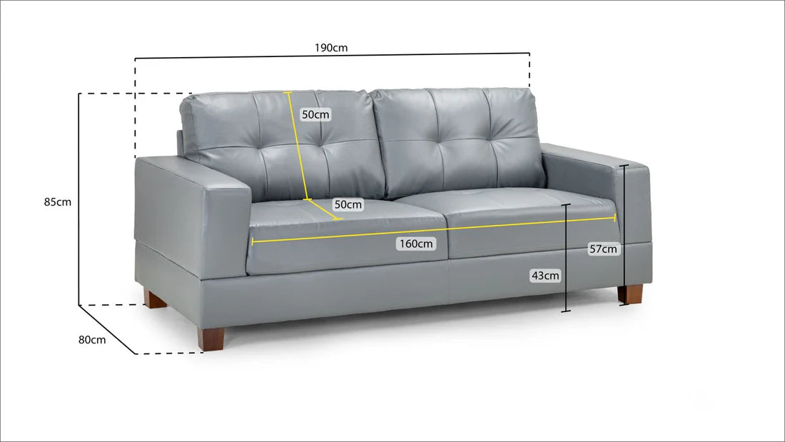 3 Seater in Grey Fabric Sofa Tweed