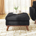 Large Ottoman for Modular Sofa, Large Corduroy Ottoman with Spring Cushion, Rectangle Foot Rest for Couch, Entrance Footstool with Wood Legs, Footstool for Living Room, Bedroom, Black