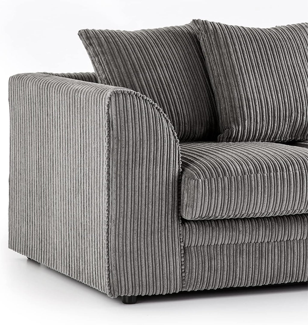 New Luxor Grey 2 Seater Soft Jumbo Cord Sofa | Soft 2 Seater Luxury Jumbo Cord Settee