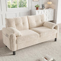 2 Seater Chenille Sofa Small Sofa with Soft Cushioned Seat Beige | Two Seater Sofa with Pillow‑Style Armrests and Side Storage Pocket, Loveseat for Small Living Rooms, Bedrooms and Apartments