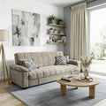 3-Seater Sofa Bed VERONICA, Taupe | Pull-Out Sleeper, Modern Upholstered, Compact & Comfortable Design, Click-Clack Mechanism, Adjustable Back Support