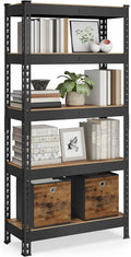 5-Tier Shelving Unit, Storage Shelves for Study | Boltless Assembly, Adjustable Shelves, 30 X 75 X 150 Cm, Load 875 Kg, Rustic Brown, GLR300B11