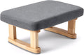 Small Footstool, Lightweight Pouffe Footstool with Stable Wooden Legs and Removable Soft Cushion Cover, Modern Foot Rest under Desk for Living Room Bedroom Office Hallway Entryway (Dark Gray)