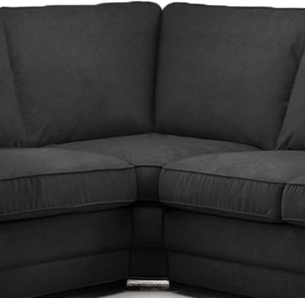 Milan Black Chesterfield L-Shaped Corner Sofa, 5 Seater 2C2, Living Room Seating (Black, 2 Corner 2)