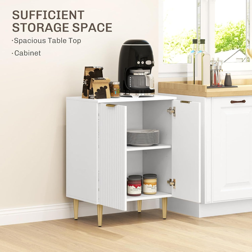 Sideboard Buffet Cabinet Kitchen Storage Cabinet with 2 Doors Black | Modern, Adjustable Shelf, Living Room Sideboard, Metal Legs, for Hallway