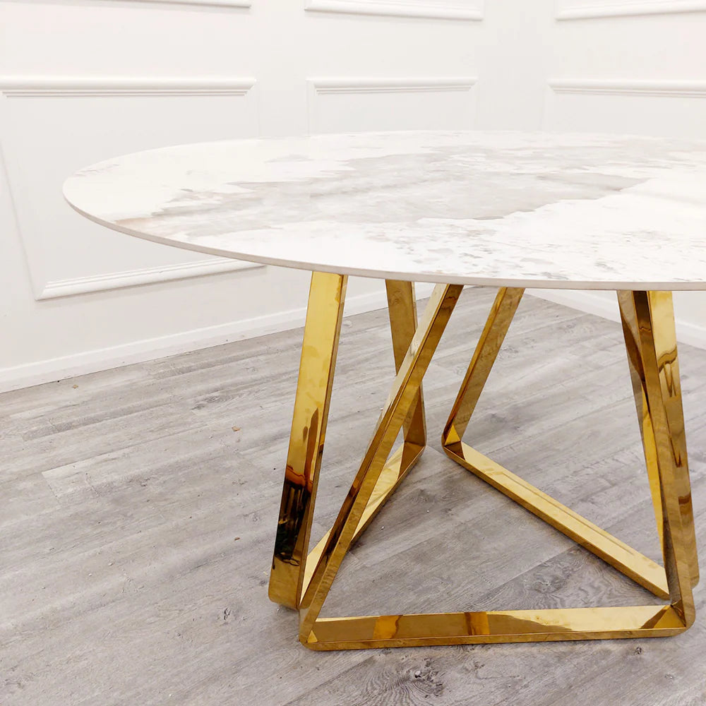 Nero Gold Round Marble Dining Table