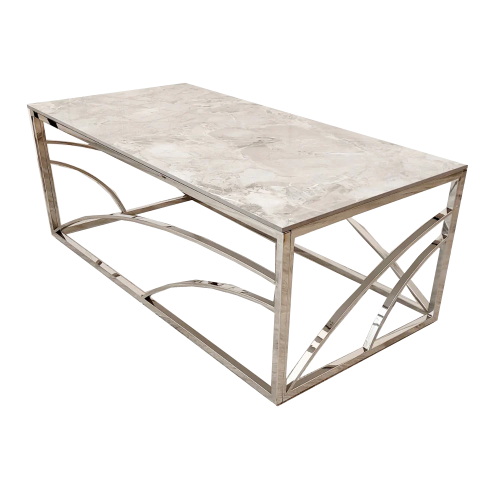 Marble Top Coffee Table with Stomach Ash Grey Sintered Top