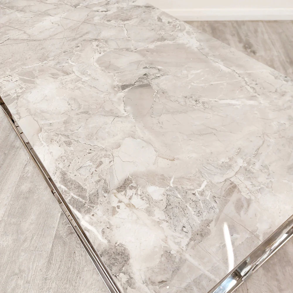 Marble Top Coffee Table with Stomach Ash Grey Sintered Top