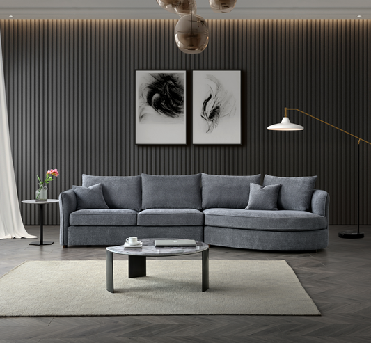 Aluxo Rubin Grey Corner Sofa in Pebble Boucle