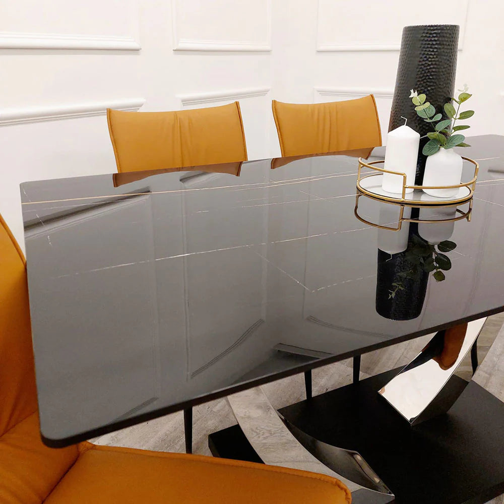 Venus Glass Kitchen Dining Table with 4 Flora Chairs