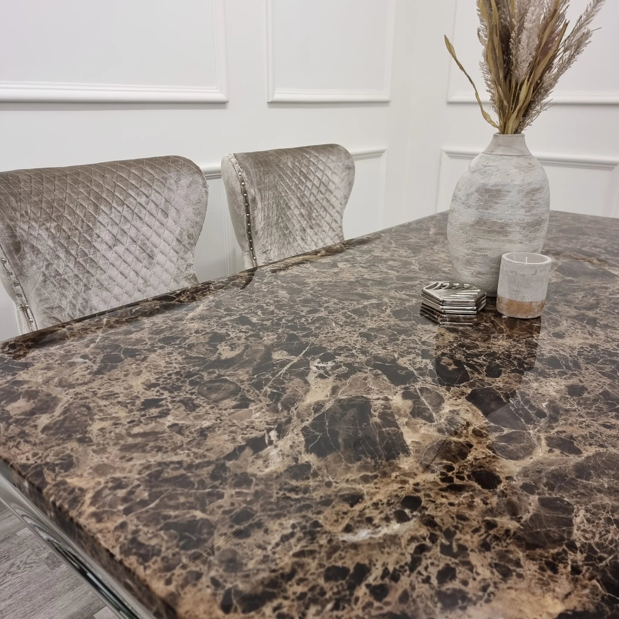 Xavia 1.8m White Marble Dining Table With 4 Chairs
