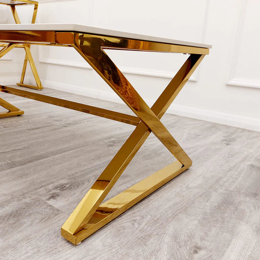 Coffee Table Gold and Marble Sintered Top