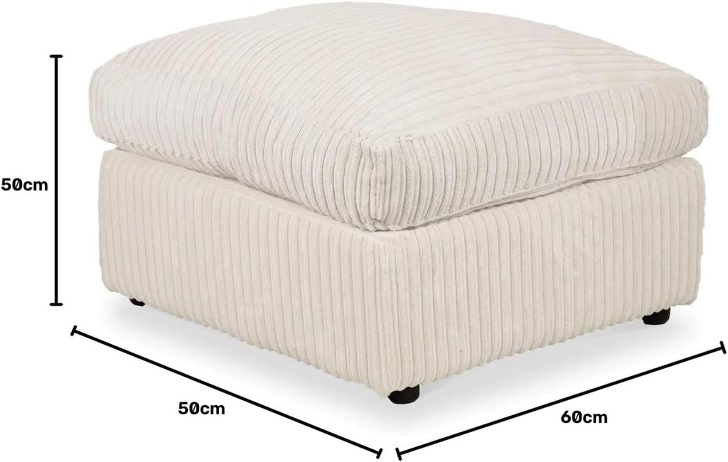 Jumbo Cord Fabric Essential Footstool Large Size (Cream)