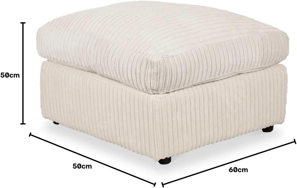 Jumbo Cord Fabric Essential Footstool Large Size (Cream)