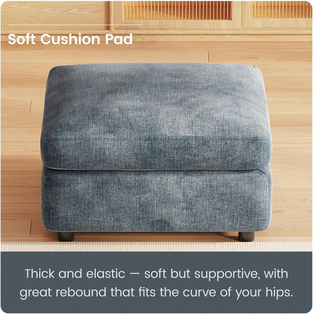70Cm Rectangular Storage Ottoman, Light Blue Storage Bench | Polyester Upholstery with Hidden Storage, Comfortable Footrest or Extra Seat for Living Room, Bedroom or Entryway