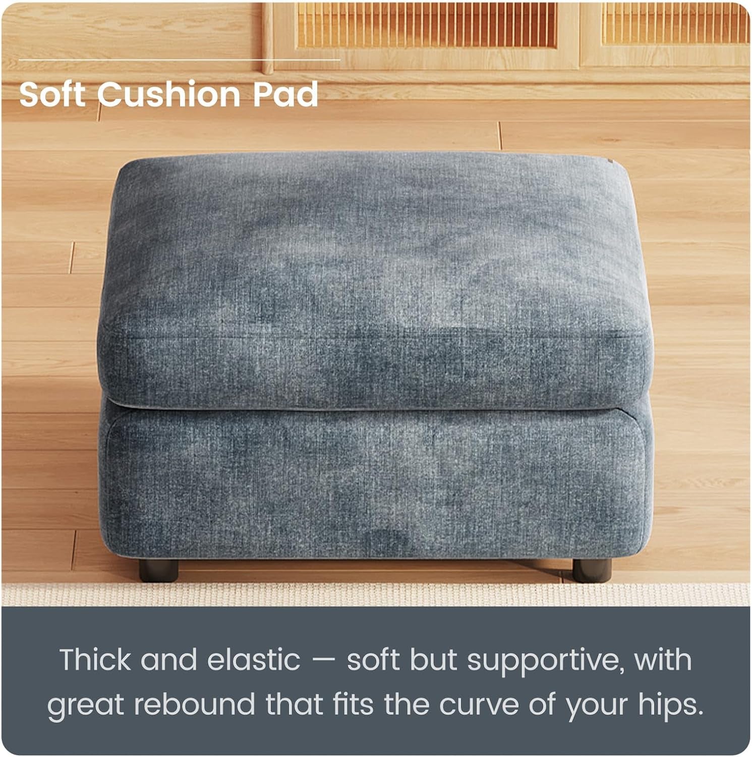 70Cm Rectangular Storage Ottoman, Light Blue Storage Bench | Polyester Upholstery with Hidden Storage, Comfortable Footrest or Extra Seat for Living Room, Bedroom or Entryway