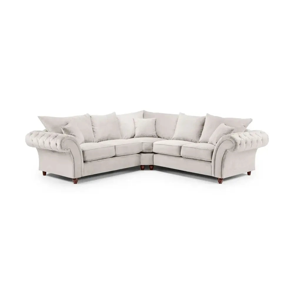 Windsor Fullback Grey Velvet Corner Sofa