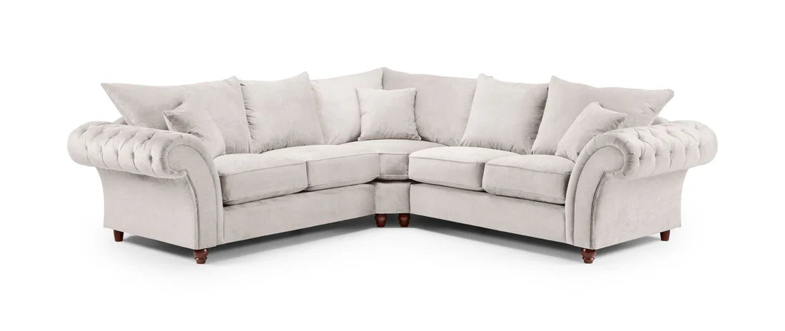 Windsor Fullback Grey Velvet Corner Sofa