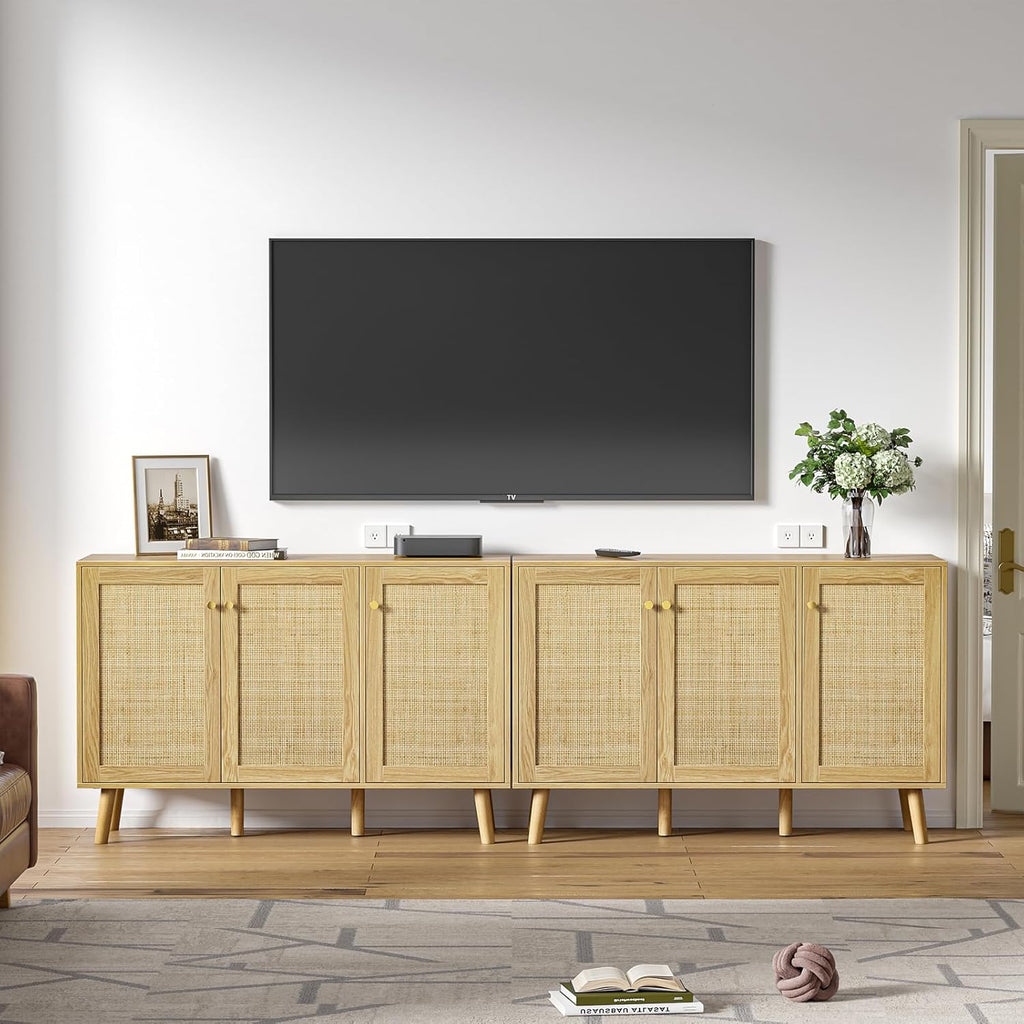 Modern Shoe Storage Cabinet 3 Doors, Hallway Buffet Cabinet Entryway Accent Cabinets, Sideboard Wood Credenza with Adjustable Shelves for Living Room, Kitchen