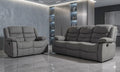 MNS Roma Fabric Reclining Sofa, Grey Fabric, 3+2 Seater with Cup Holders