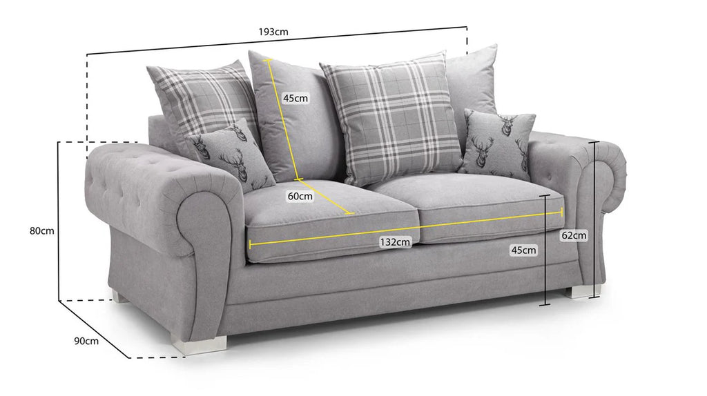 Love Seat Sofa Bed Grey 3 Seater