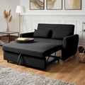 Black 2 Seater Sofa Bed Double, Pull Out Sofa Bed for Adults, Compact Fabric Sofabed with Fold Flat Mattress | Living Room Guest Bed | 140Cm