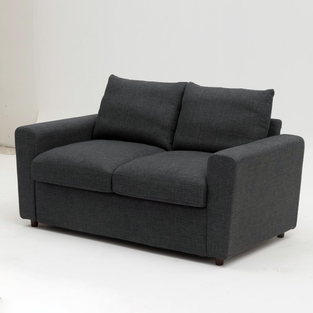 Loveseat Sofa - 2-Seater and 3 Seater Couch Seette - Fabric Sofa with under Storage for Small Space Livingroom (Dark Grey Linen Fabric, 2 Seater)