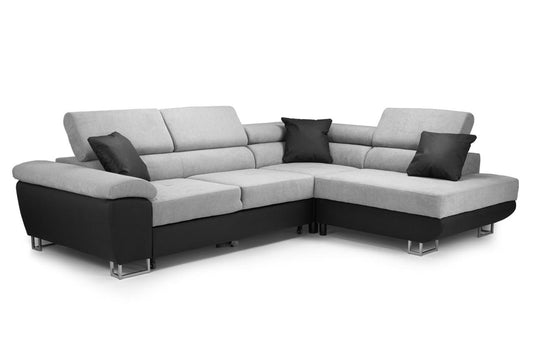 Anton Sofabed Right Hand Facing Corner Sofa - Black/Grey