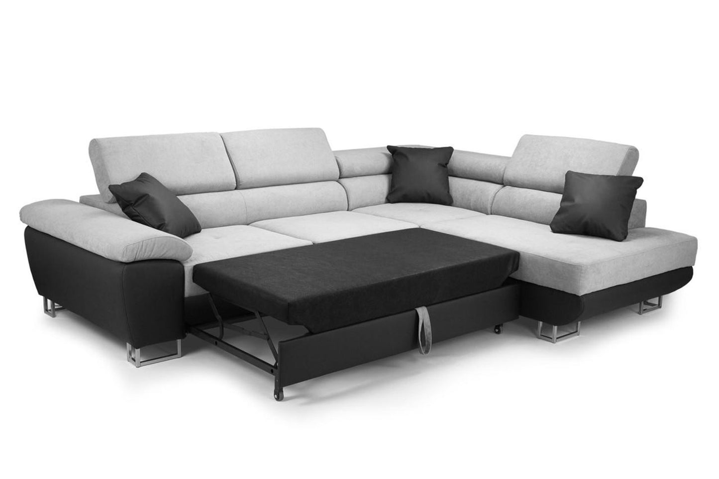 Anton Sofabed Right Hand Facing Corner Sofa - Black/Grey