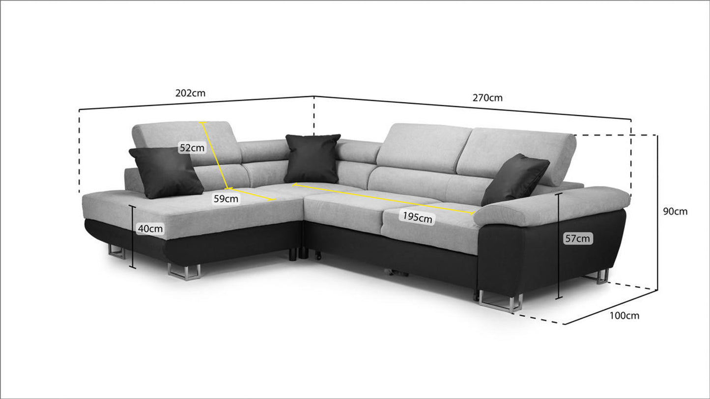 Anton Sofabed Left Hand Facing Corner Sofa - Grey