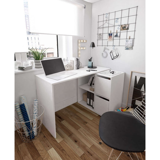 Arabell White Reversible Desk with Storage